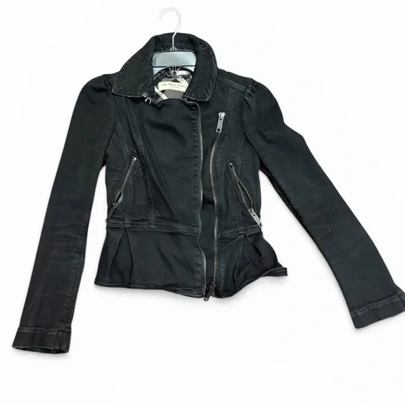 Burberry Black Leather Moto Jacket with Zip Details - Picture 2 of 4